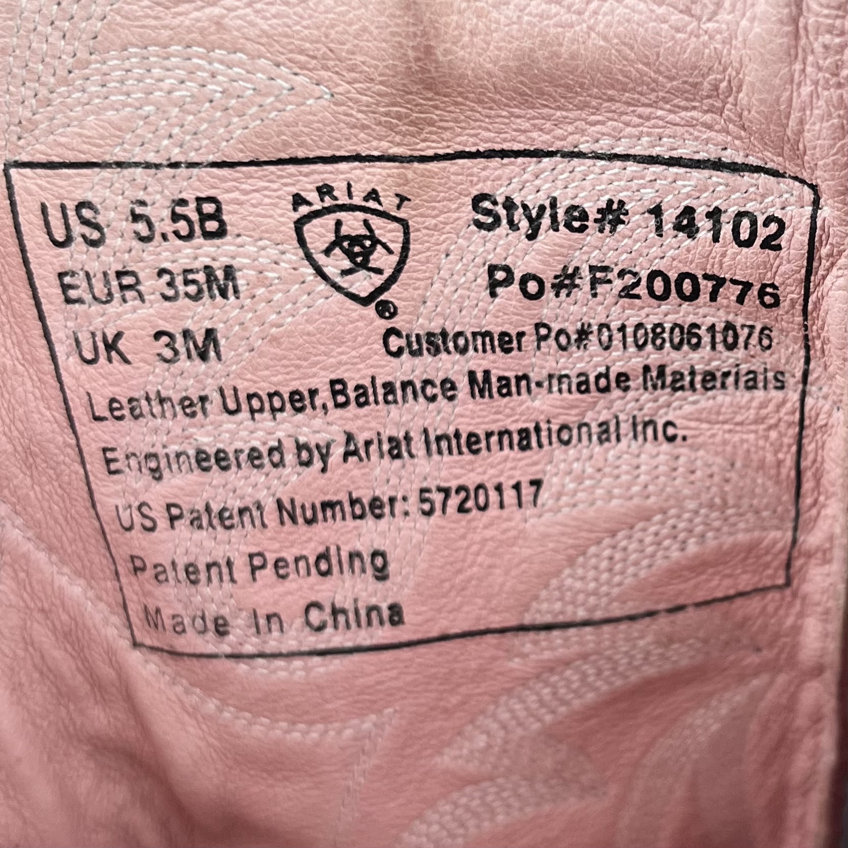 Ariat style tag